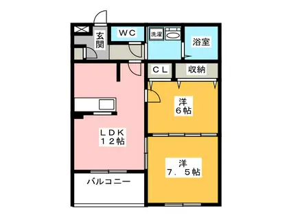 PRIER M (2LDK/2階)の間取り写真