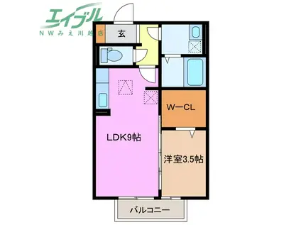 グランモアS(1LDK/1階)の間取り写真