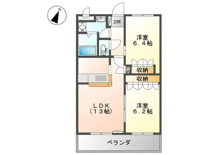 BIENVIVRE楡木(2LDK/2階)の間取り写真