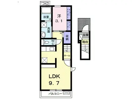 サンテールIII B(1LDK/2階)の間取り写真
