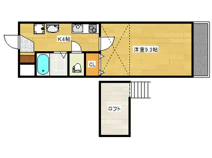 コウゴリヨービル(1K/3階)の間取り写真