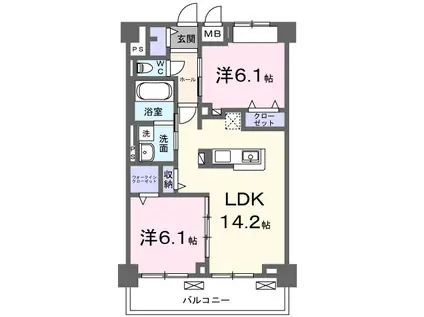 エルドール(2LDK/3階)の間取り写真