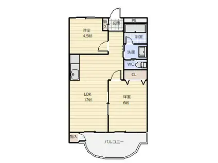 第4三宅ビル(2LDK/4階)の間取り写真