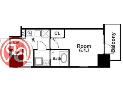 エスリード福島レジデンス(1K/9階)の間取り写真