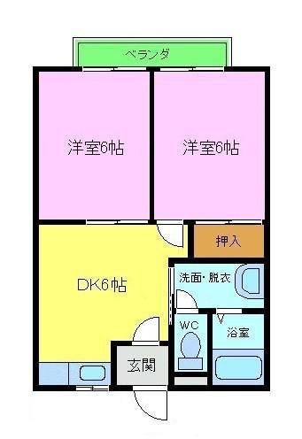 高橋ハイツ(2DK/1階)の間取り写真