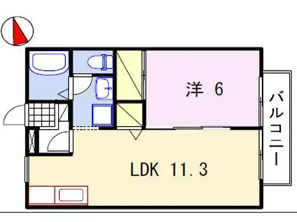 フラワービレッジ茉琴(1LDK/1階)の間取り写真