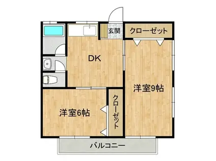 ジュネス河野A・B棟(2DK/2階)の間取り写真