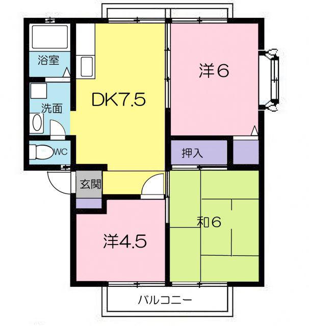 サンヒルズB(3DK/2階)の間取り写真