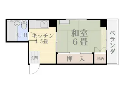 なるみビル(1K/4階)の間取り写真