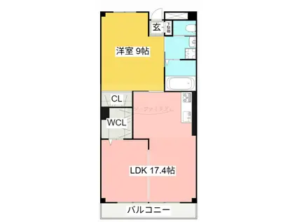 赤岩口グリーンハイツ(1LDK/1階)の間取り写真