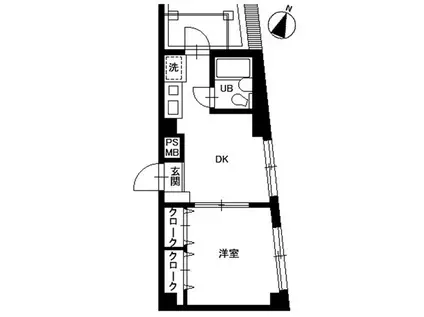 ディスカス若杉(1DK/3階)の間取り写真