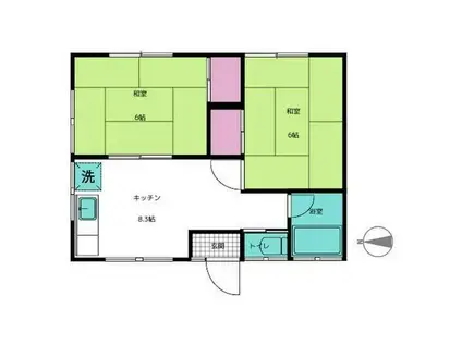 第2みづほハイツ(2DK/2階)の間取り写真