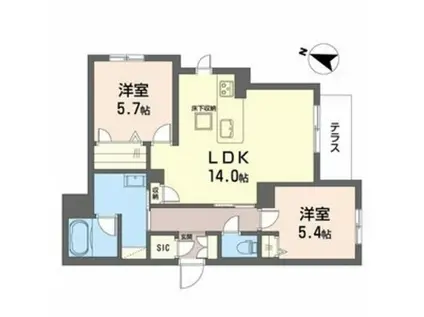 シャーメゾン アクシス(2LDK/1階)の間取り写真