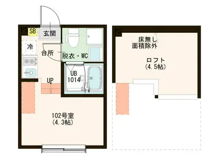 ハーモニーテラス東四つ木VI(ワンルーム/1階)の間取り写真