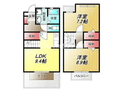 エスポアールナカタニ(2LDK/1階)の間取り写真