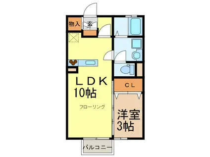 リビングタウン榎戸(1LDK/1階)の間取り写真