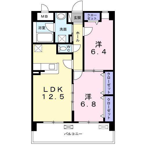 エフ レジデンス(2LDK/4階)の間取り写真