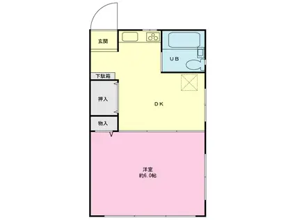 ファミール上大岡(1DK/2階)の間取り写真