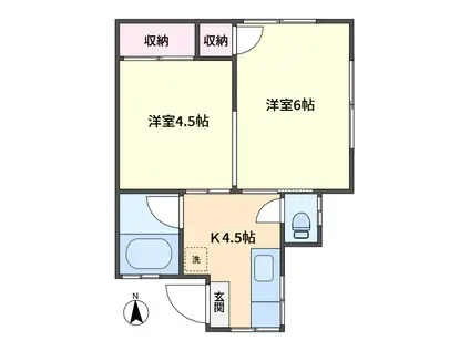 すみれ荘(1K/1階)の間取り写真