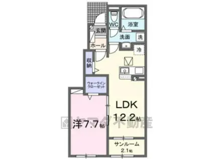 BLUE RISE(1LDK/1階)の間取り写真