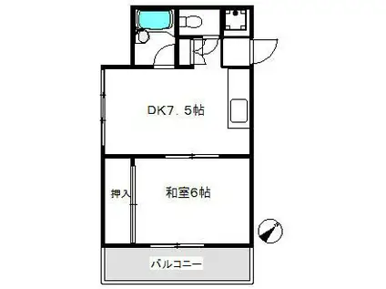 鶴見オゼキビル(1DK/4階)の間取り写真