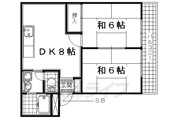 KGビル(2LDK/2階)の間取り写真