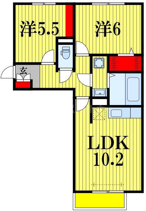 ヴァイスハウス(2LDK/1階)の間取り写真