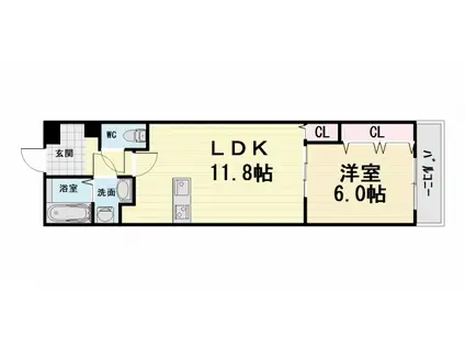 アーバンフォレスト高石(1LDK/3階)の間取り写真