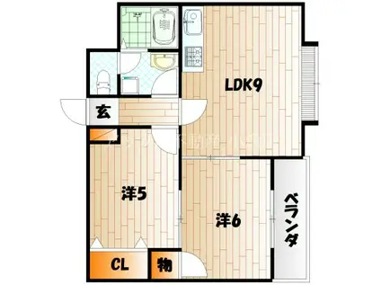 レジデンシャル門司港(2LDK/2階)の間取り写真