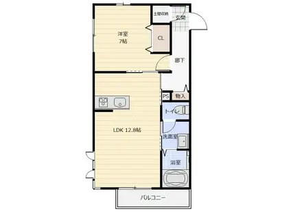 レフィシアK・S(1LDK/1階)の間取り写真