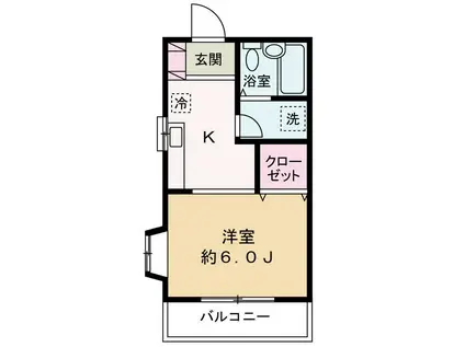 ソレイユ畑沢南(1K/1階)の間取り写真