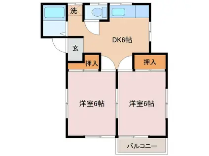 富士ハイツ(2DK/2階)の間取り写真