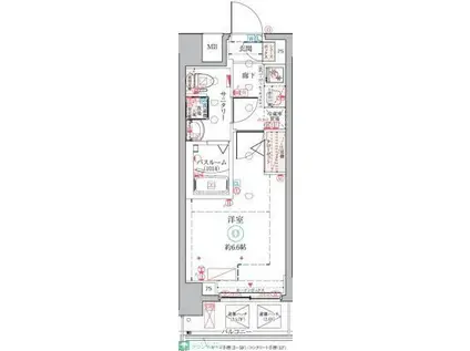 クレヴィスタ横浜矢向(1K/1階)の間取り写真