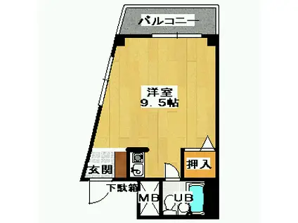 ツインハイツ(ワンルーム/3階)の間取り写真