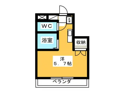 イエティシティハイム(ワンルーム/2階)の間取り写真