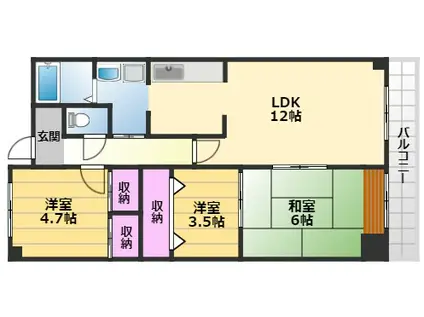 リアンジェ泉大津(3LDK/2階)の間取り写真