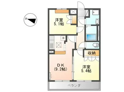 イーストリバーIII(2DK/1階)の間取り写真