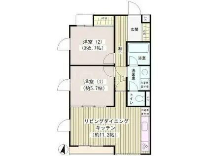 エクセル米喜(2LDK/1階)の間取り写真
