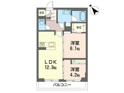 フェリシード野沢(2LDK/3階)の間取り写真
