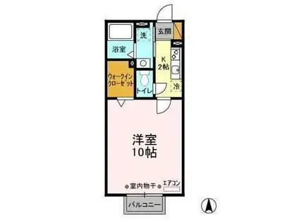 アリオスガルソニエラ(1K/2階)の間取り写真