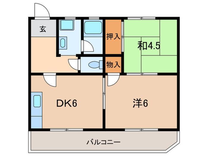 エスユーマンション(2DK/1階)の間取り写真