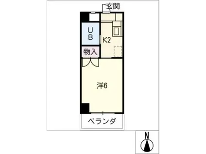 リズ スクエア南・北棟(1K/2階)の間取り写真