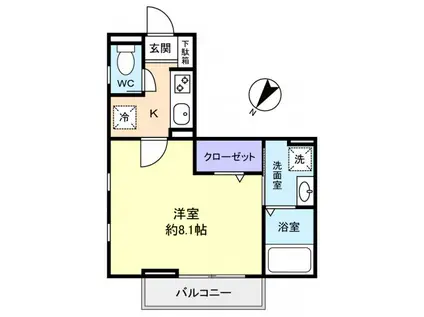 サイドリバーH(1K/1階)の間取り写真