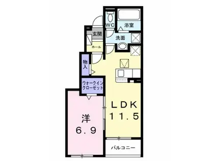 ファインブルク・K III(1LDK/1階)の間取り写真
