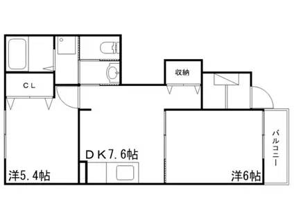 グレイスフル・ヴィラI(2DK/1階)の間取り写真