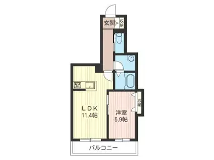 ヴォーヌング平町1(1LDK/1階)の間取り写真