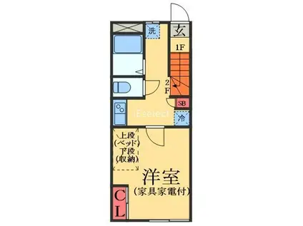 LP竹山(1K/2階)の間取り写真