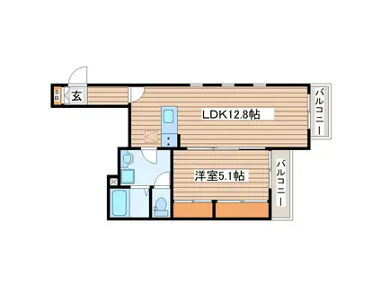 シャーメゾン荒町公園(1LDK/1階)の間取り写真
