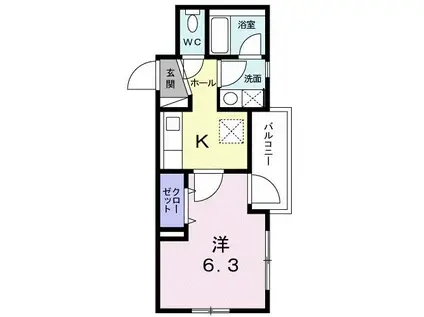 シャンベルテ(1K/2階)の間取り写真