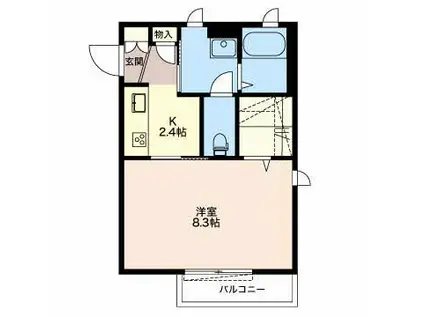 ショコラトリー(1K/2階)の間取り写真